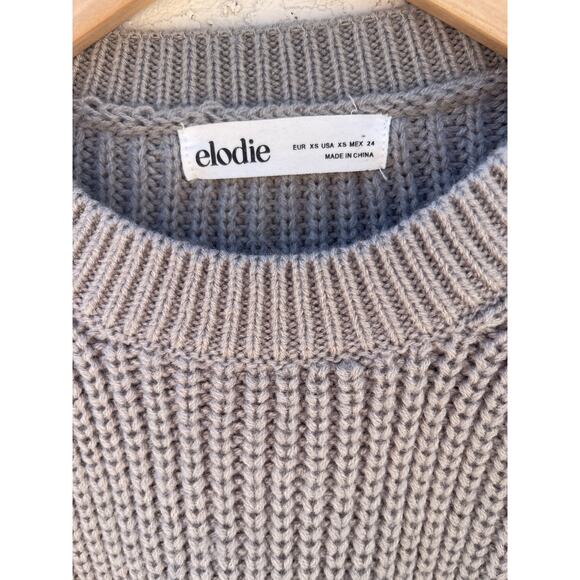 ELODIE GREY CHUNKY KNIT CROPPED CREW NECK SWEATER - XS - Picture 5 of 7